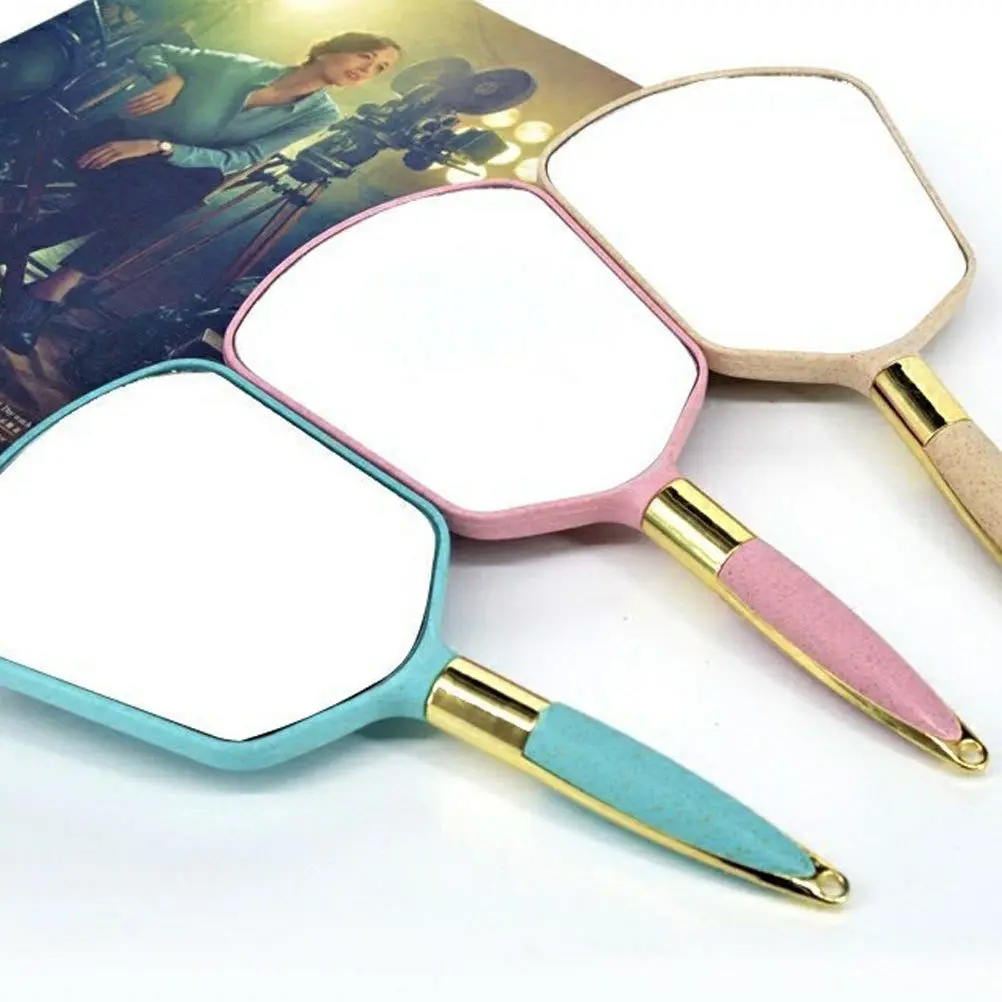

2Pcs Handheld Makeup Mirror Portable Durable Plastic Glass Compact Square Round Shape Tool High Definition