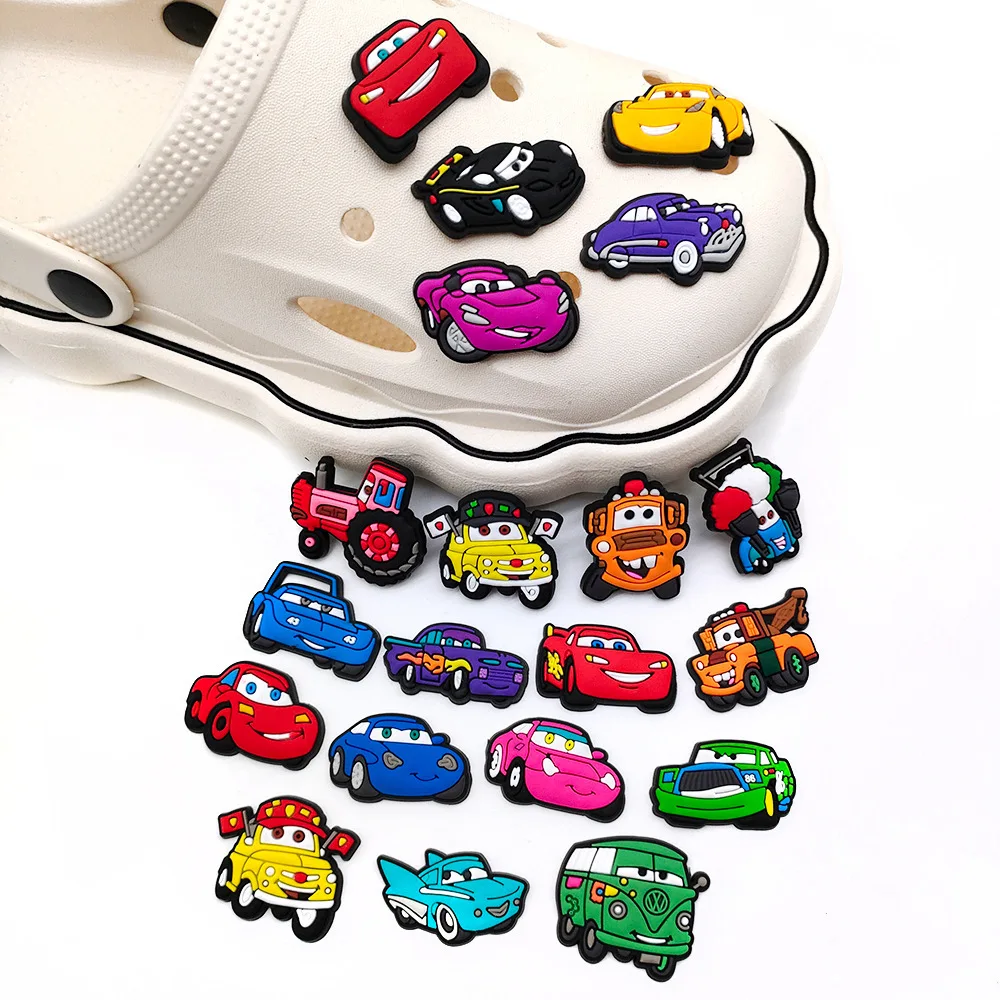 MINISO Cartoon Cars Clogs charms Car Story DIY  Shoe Flower Decorative Buckles Detachable Clogs Decorations Children gift