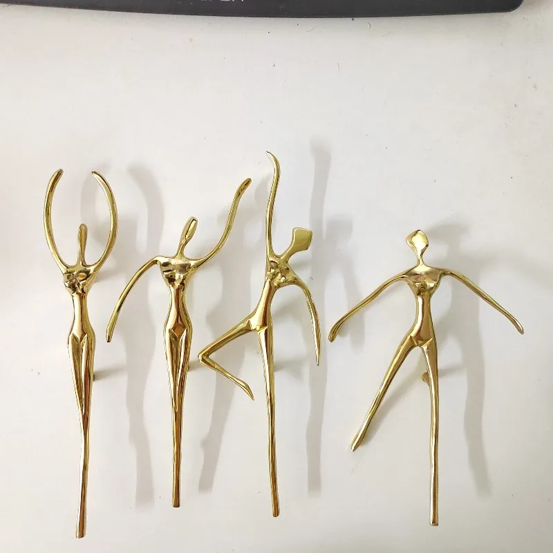 Creative Ballet Dancer Solid Brass Thinker Shape Handles Cupboard Wardrobe Kitchen Dresser Cabinet Door Drawer Handles and Pulls