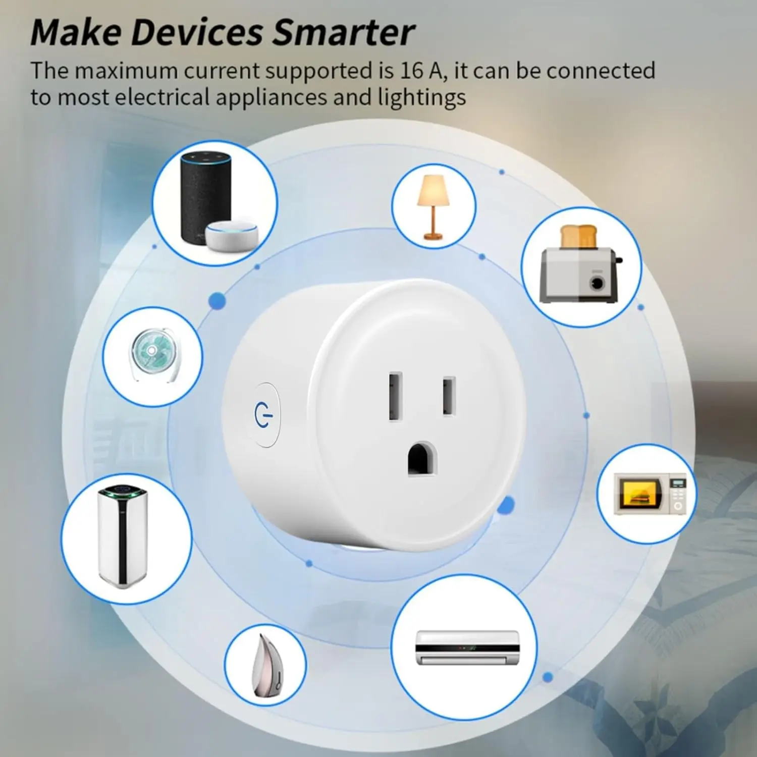 미니 스마트 와이파이 플러그 미국 무선 콘센트 10A 음성 원격 제어 타이머 지능형 가전 Alexa Google Home 연동