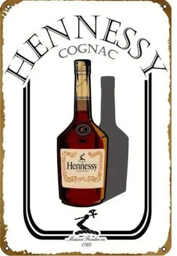 HENNESSY COGNAC BOTTLE METAL SIGN  BAR DECOR MAN CAVE DECOR GIFT IDEA  WALL ART