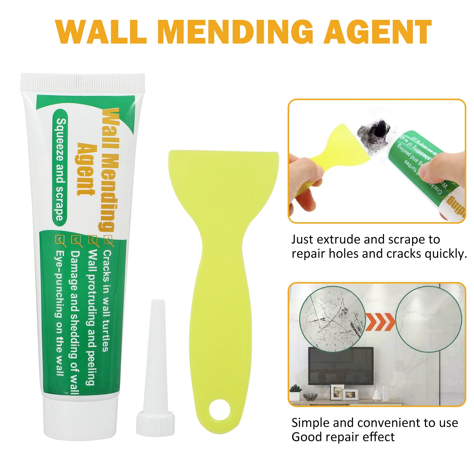 

2 Sets Wall Repair Paste With Scraper Home White Latex Walls Peeling Gap Mending Ointment Graffiti Hole Crack Tool Self Adhesive