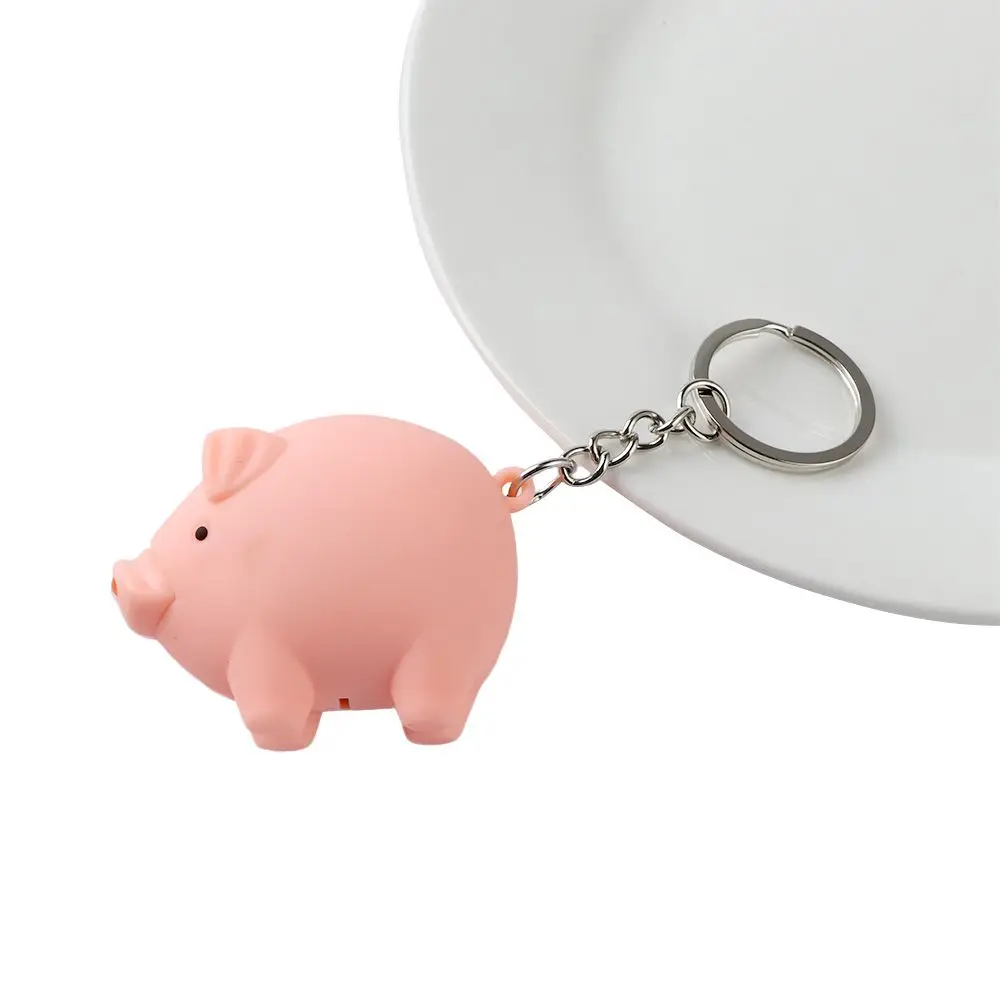 Children's Gifts Mini Flashlight Pig Animal Shape Key Rings Luminous Key Chains LED Light