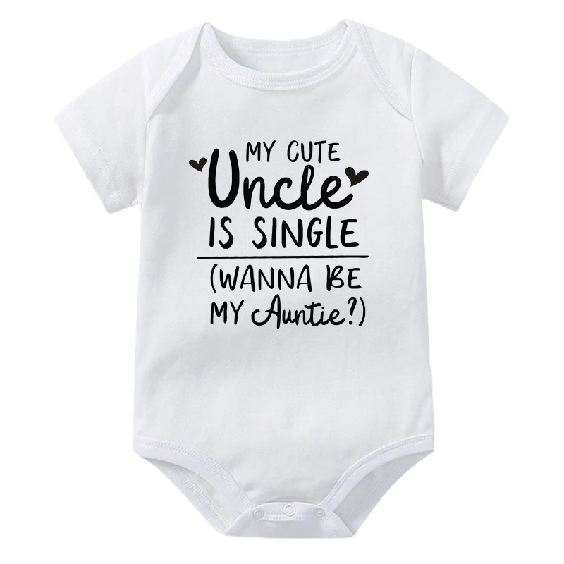 My Cute Auntie Is Single Wanna Be My Uncle Printed Newborn Baby Romper Infant Short Sleeve Clothes Cotton Baby Ropa Bodysuit