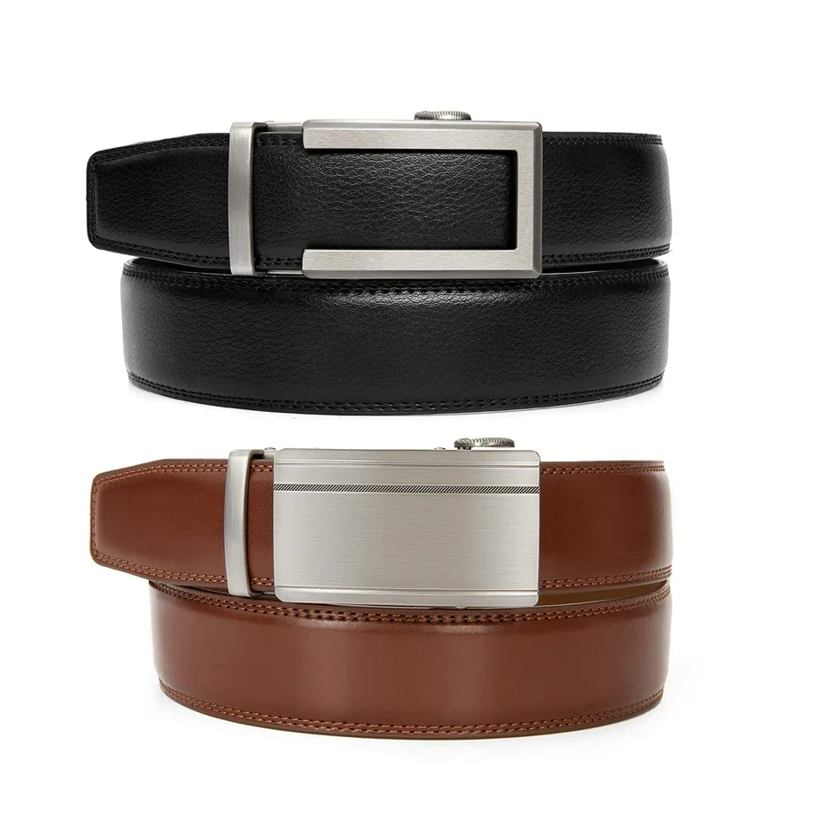 Ceinture en cuir de vachette véritable pour hommes, marque de luxe, noir et marron, ceinture de créateur, B1081, 2024