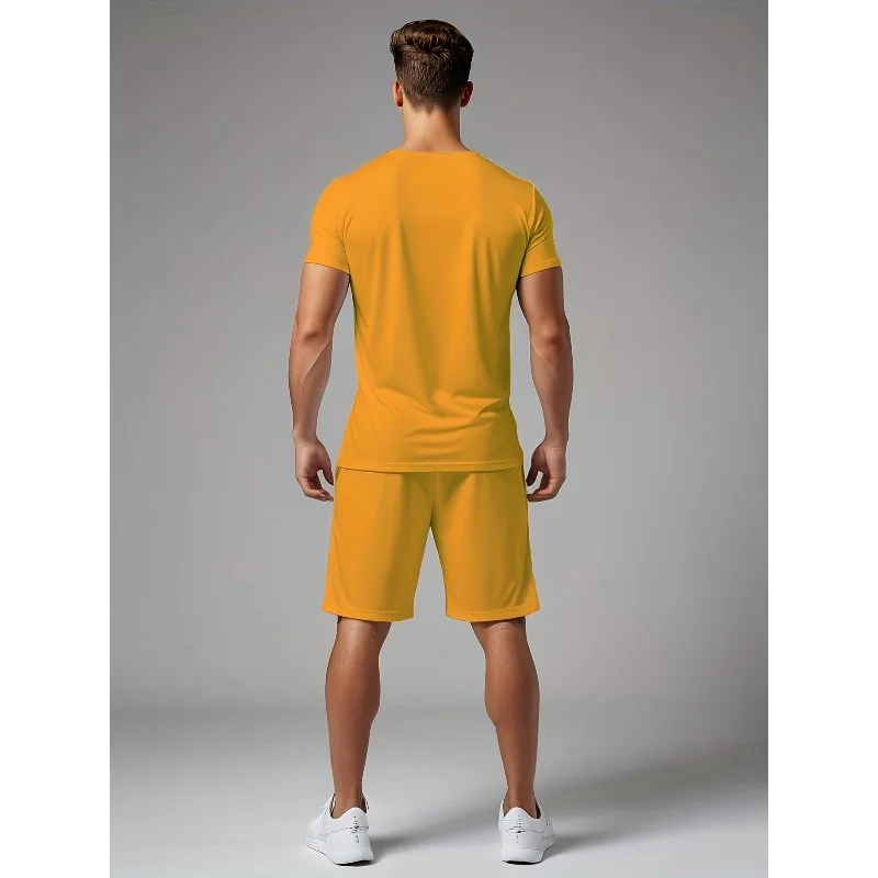 2025 Short Sleeved Shorts Set Summer Essential Creative Retro Men's Fashion New Trend Casual T-shirt 3D Digital Printing