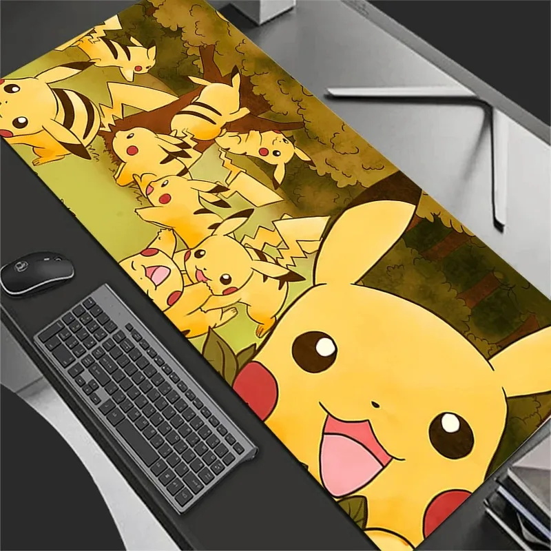 90x40cm XXL Gummi Großes Mauspad Mini-PC Gamer Gaming-Mauspads Schreibtisch-Tastaturmatte P-Pokemons P-Pikachus Computer-Laptop-Matte