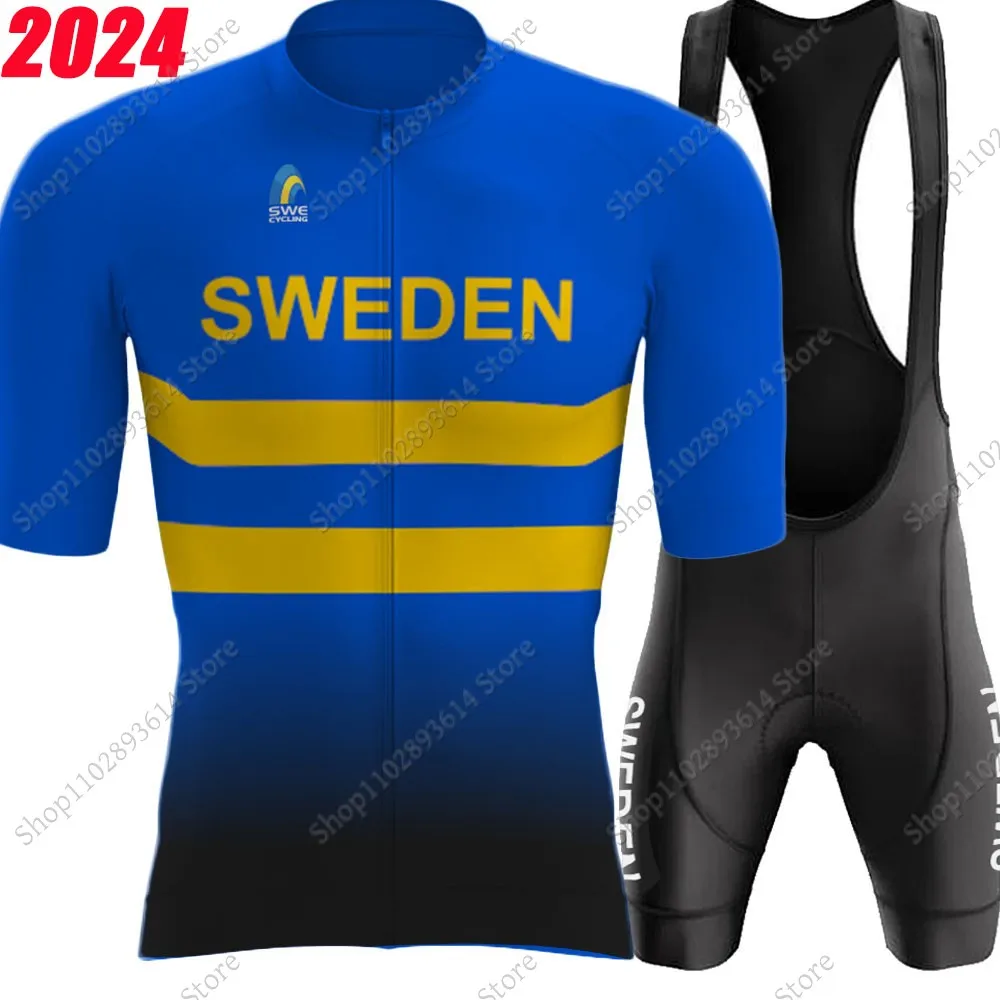 2024 Sweden Cycling Jersey Set Men Summer Clothing Short Sleeve Road Bike Shirts Suit MTB Shorts Wear Maillot Ropa