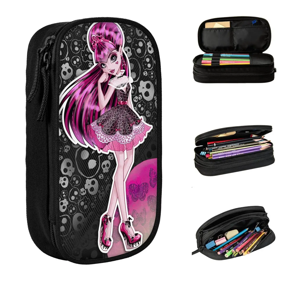 

High Draculaura Pencil Cases Gothic Cartoon Pen Holder Bag Student Large Storage Students School Gifts Pencilcases