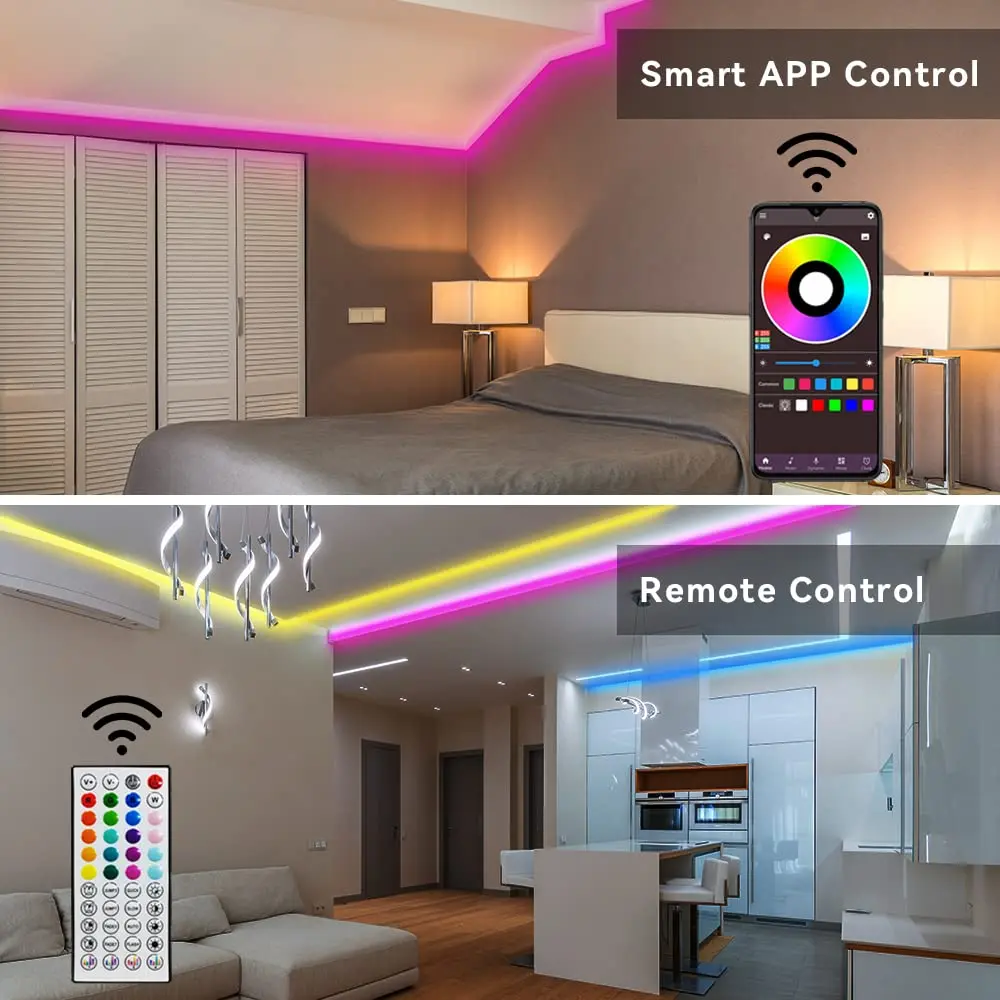 Bande lumineuse LED RVB avec télécommande, contrôle WiFi, type magique, Bluetooth 5050, Alexa Home, fond TV, DC 24V