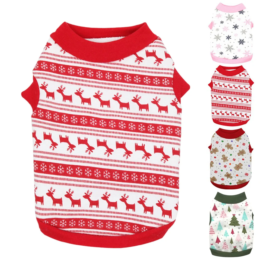 

Dog Clothes Breathable Christmas Red Pattern Pet Dog Hoodie Xs Soft Comfortable Protective Warm Party Costume