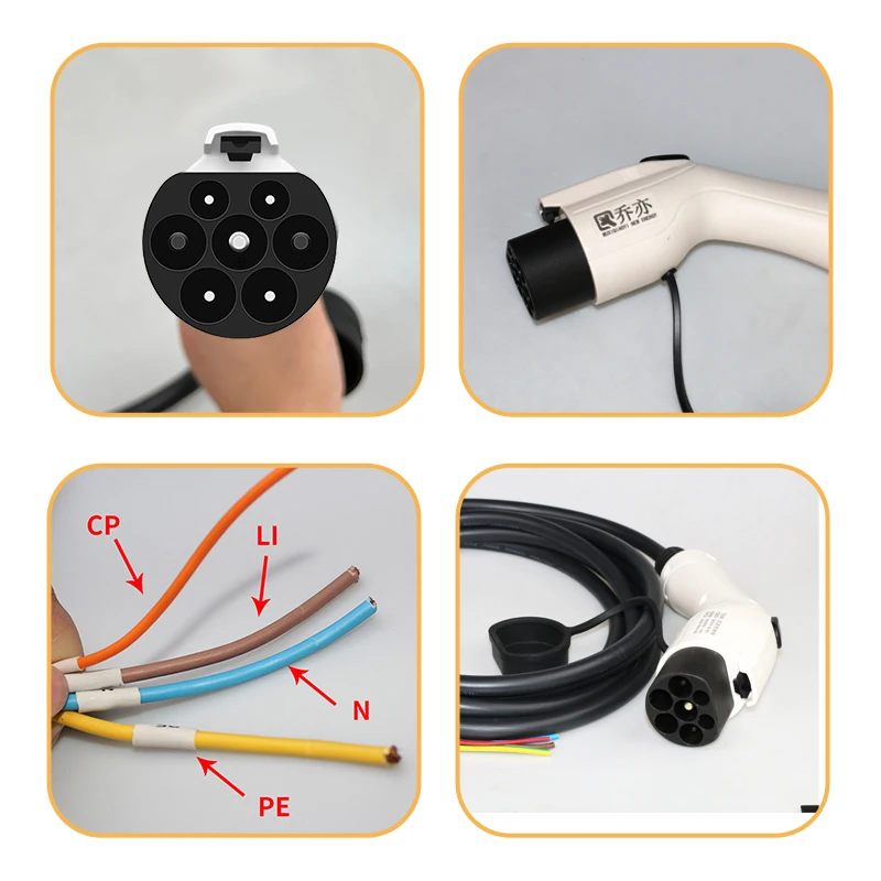 GBT EV Charging cable with 5 meters 32A 7kw single gun connection line