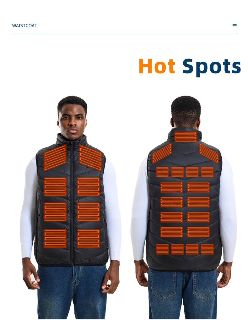 27-Zonen-Smart-Heizweste – Unisex-Winter-Wärmejacke, USB-betriebene Heizweste, für Outdoor- und Freizeitaktivitäten – Detail 6