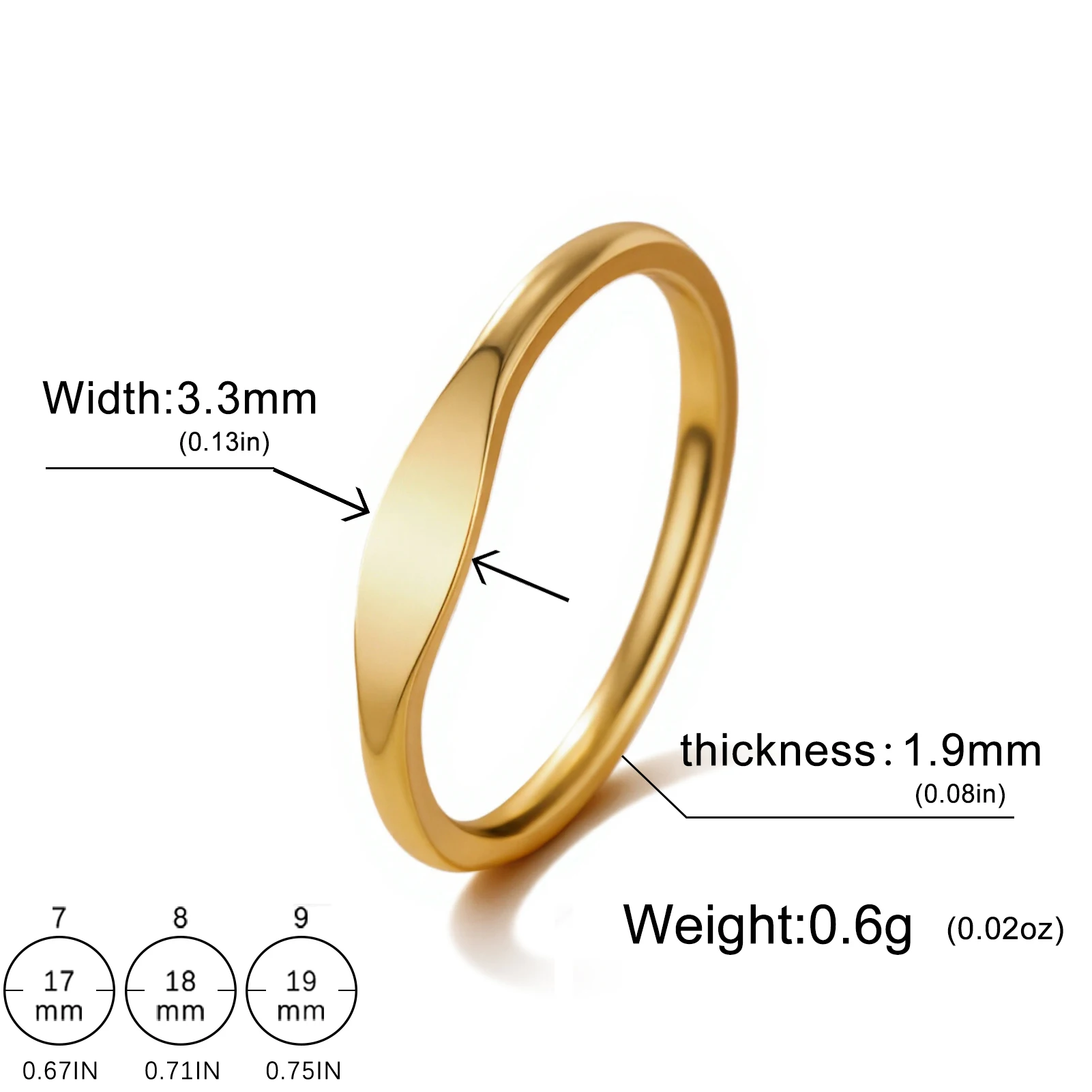 Unift الفولاذ المقاوم للصدأ خاتم صغير خواتم الموضة للرجال والنساء مطلية بالذهب خاتم الحد الأدنى هدية لصديق مجوهرات اكسسوارات