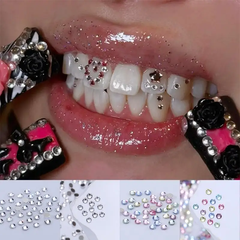 1 Set Dental Tooth Gems Crystal Diamond Heart Round Shaped Ornament Diy Tools Various Shapes Color Teeth Jewelry Denture