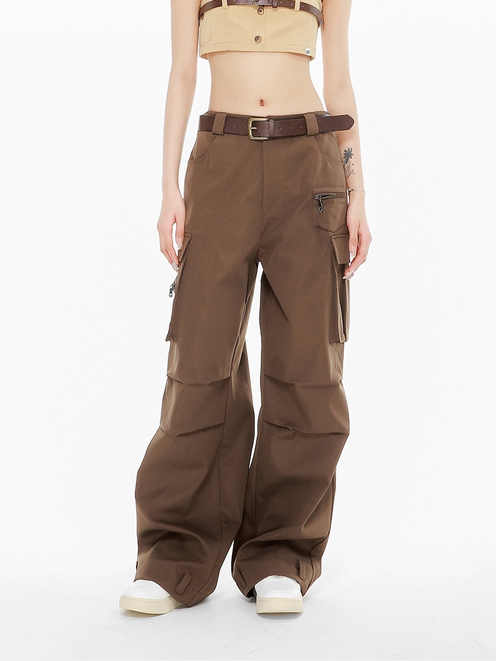 

Женские повседневные брюки с низкой талией, свободного кроя, функциональные, с длинными штанинами, в стиле рабочей одежды, модный дизайн, уличный стиль