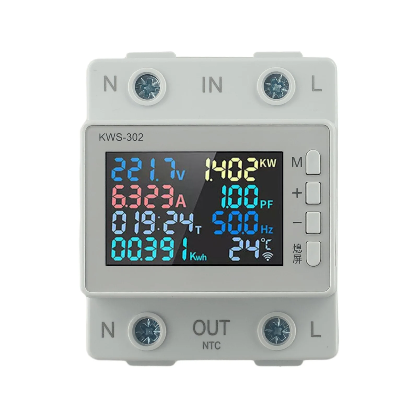 LCD Digital Energy Meter Rail-Mount Screwless AC 170-270V KWh/Voltage/Current/Power Display For Power-Off Memory KWS-302