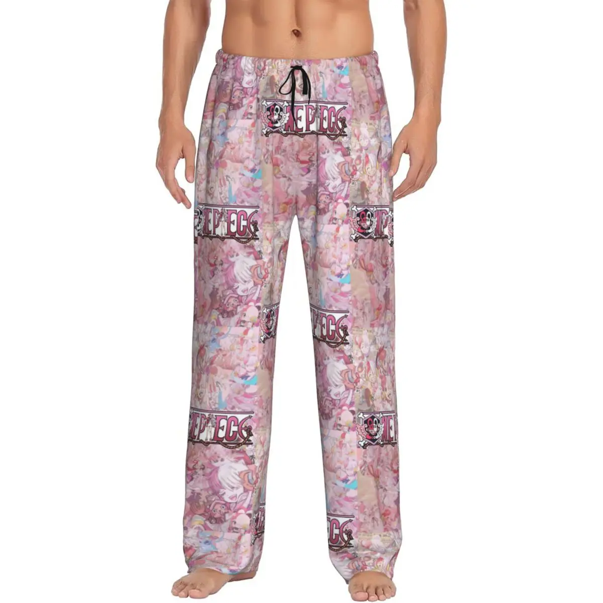 

Цельные пижамные штаны в стиле аниме, мужская одежда для сна, эластичные штаны для сна с карманами