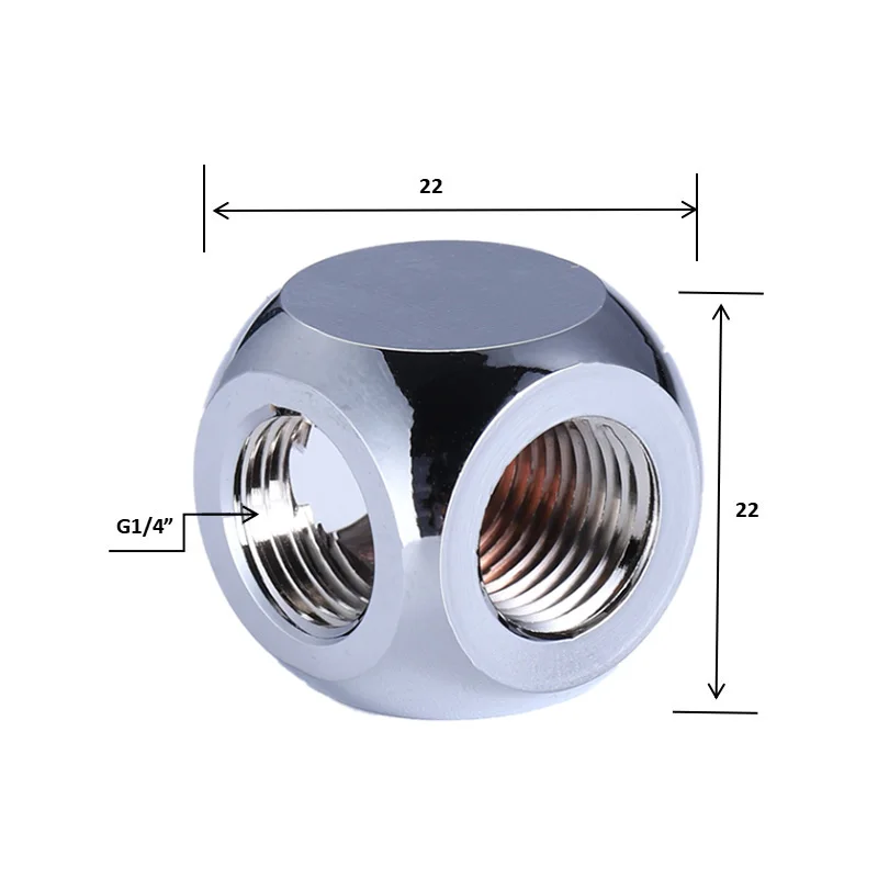 G1/4 Female Thread 3-Way Multi-Directional Water Cooling Connector