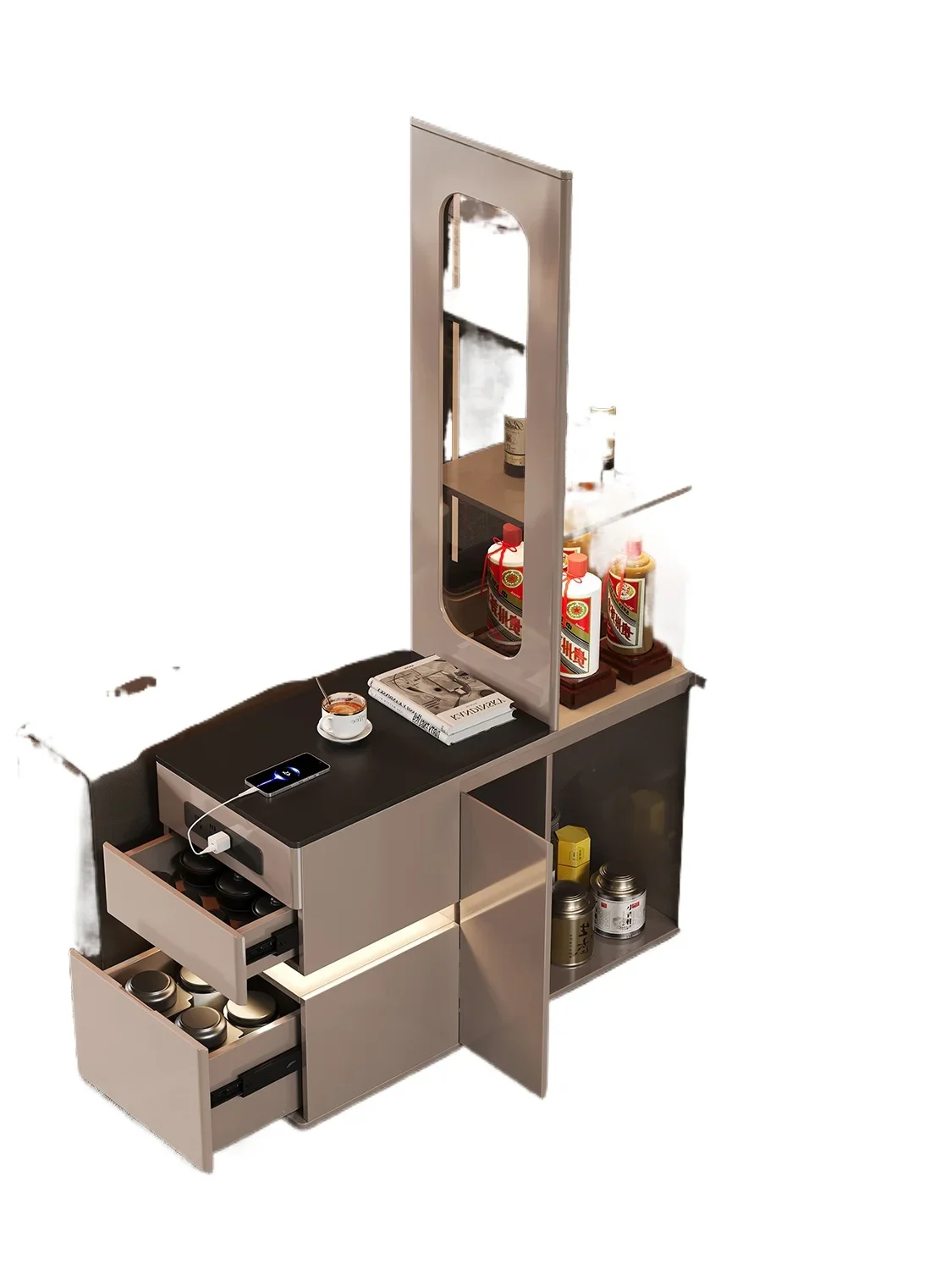 Wall-by-wall household display cabinet, high-end wine cabinet, integrated entrance and partition cabinet