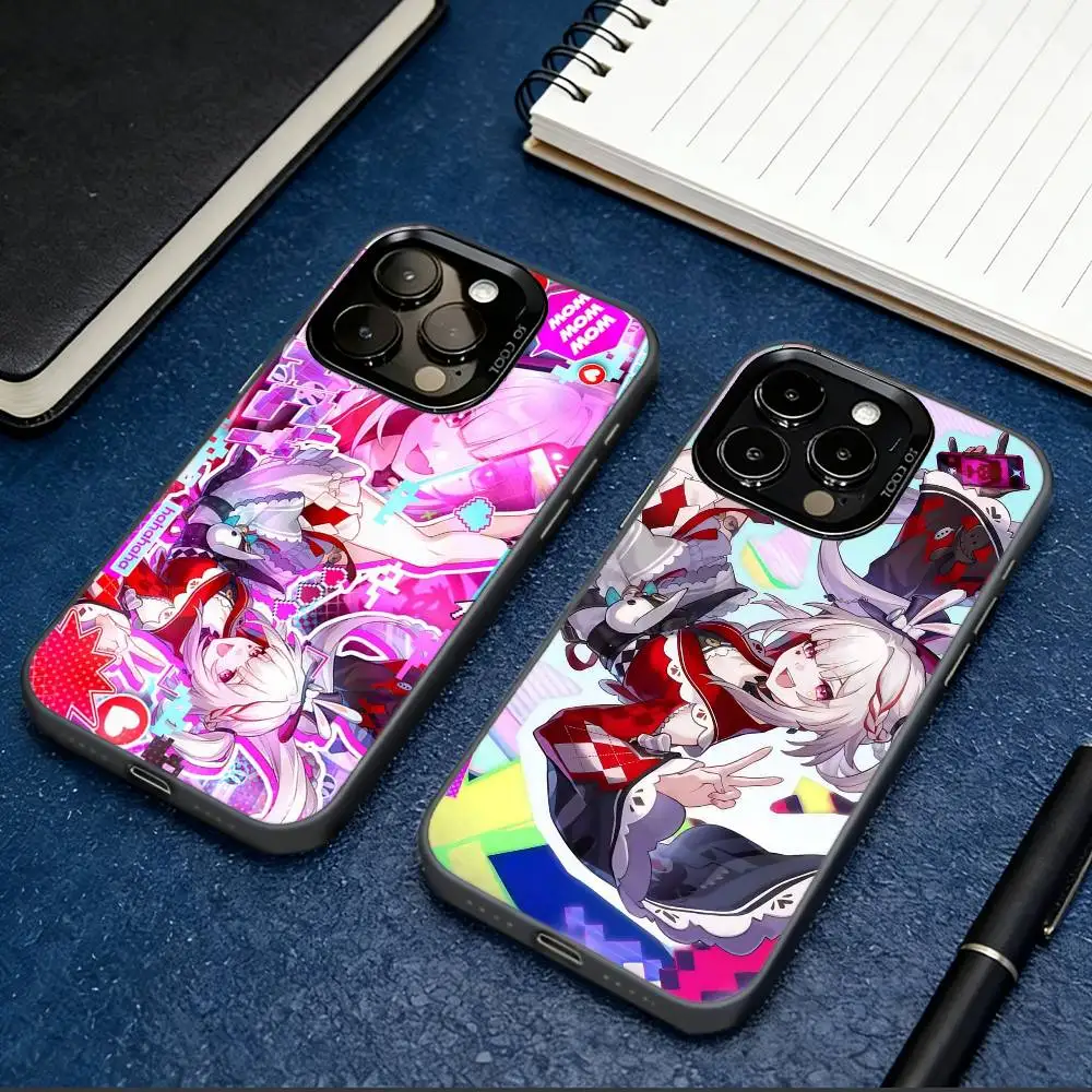 

H-Honkai Star Rail S-Sparkle Phone Case For iPhone 17,16,15,14,13,12,11 Plus,Pro Max,XS,Colorful Silver Black Cover