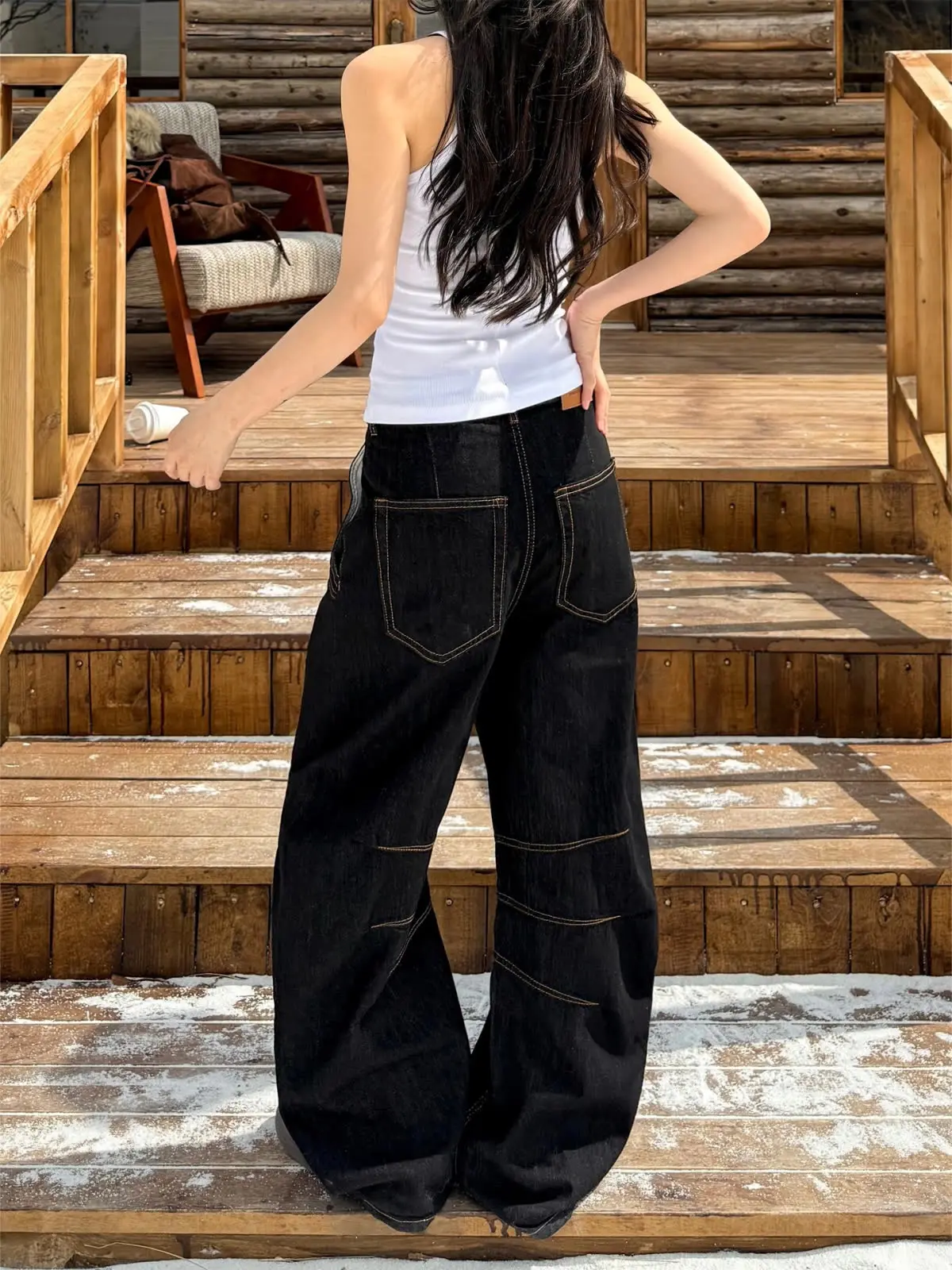 2025 Ropa Y2K Fashion Black Baggy Cleanfit Women's Jeans Pants For Woman Clothing Straight Korean Casual Cotton Long Trousers