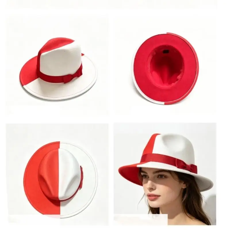 A52E Double Color Cloche Hat Top Hat Classical Gentleman Design Multiple Occasion