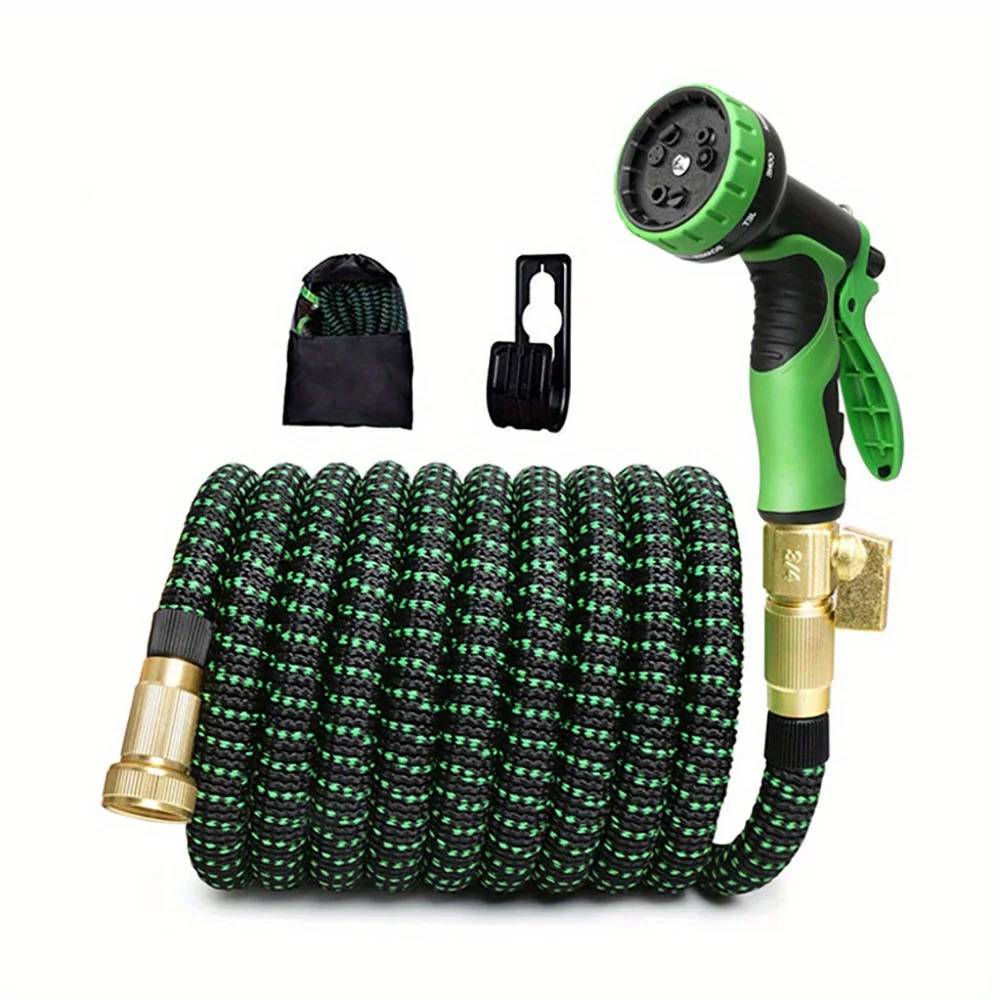 

Upgraded 100-foot Expandable Garden Hose With 10-Function High-pressure Nozzle, Heavy Duty Flexible Hose, 3/4-inch Solid Brass F