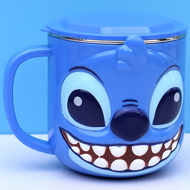 8.79oz Disney Stitch Water Cup With Lid Stainless Steel Elsa Stitch Milk Cup Cartoon Mickey Minnie Coffee Cup Perfect For Home