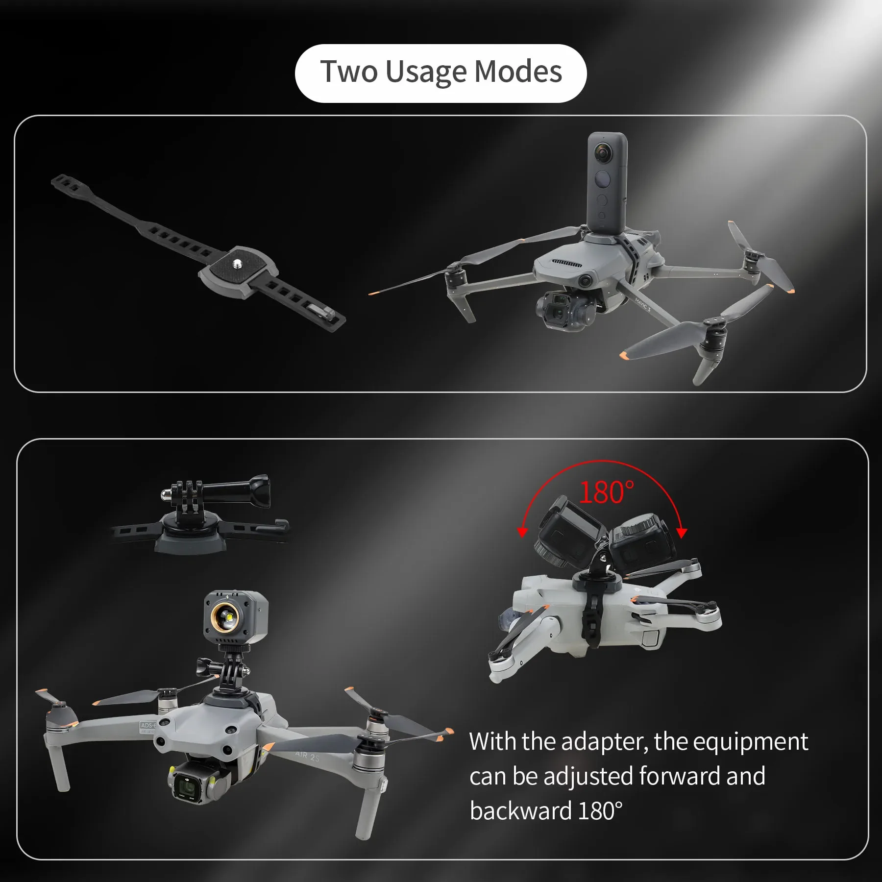 لـ Gopro /insta360/osmo Action Mount حزام ثابت قوس لـ Dji Mavic 3/mavic 3pro / Air 2/air 2S/mavic 2 Pro Zoom Drone