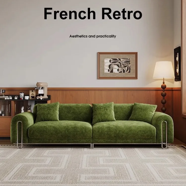 Sofá retrô francês, designer minimalista, módulo criativo, tamanho de sofá, apartamento, sala de estar, combinação de fileira reta curvada