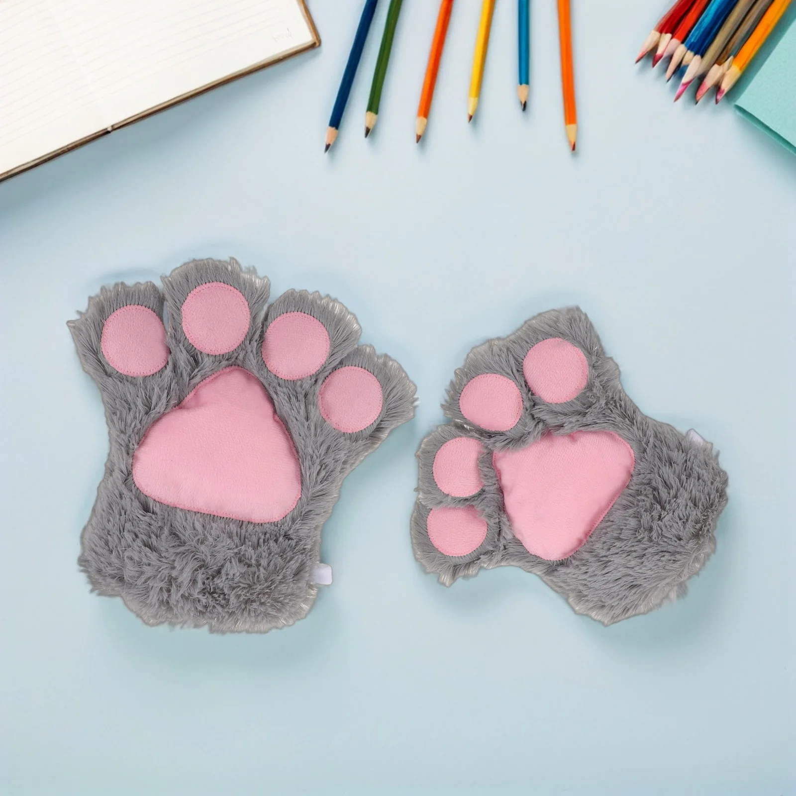 Guantes con forma de pata de gato para mujer, manoplas suaves y cálidas con forma de animal, Cosplay de Halloween, guantes con garra de gatito, accesorios de Cosplay con pata de gato, 2 uds.