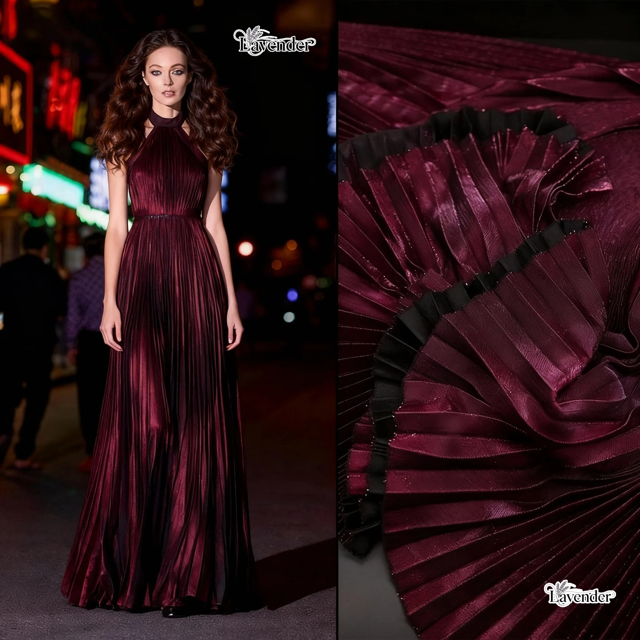 

Laser slide mesh silk pleated organ fabric sparkling iridescent sewing, formal dress stage wear pleated dress diy fabric