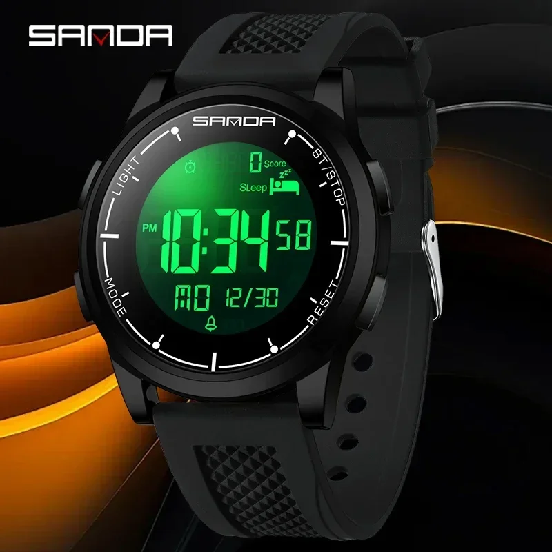 SANDA Men's Watch Outdoor Sports Electronic Clock Calorimeter Stepper Electronic Watch Sleep Smart LED Digital Men's Wristwatch