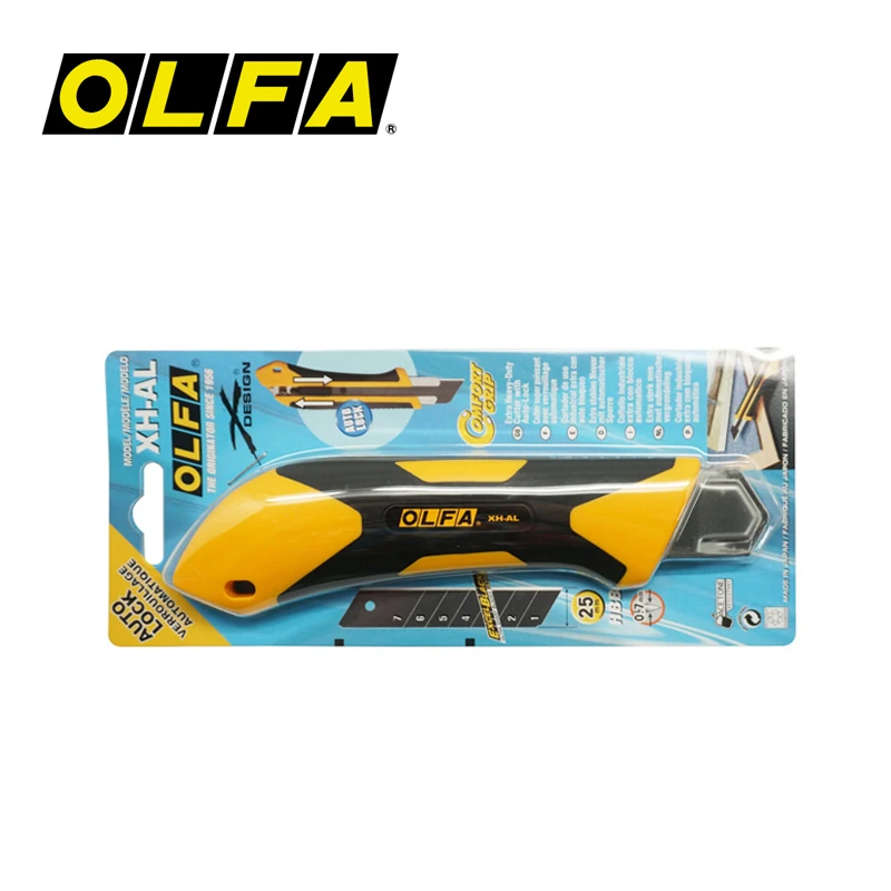 OLFA XH-AL Extra Heavy-Duty Cutter with Auto Lock 25mm Large Utility Knife Comfort Grip X-Series Wallpaper Craft Cutting Tools