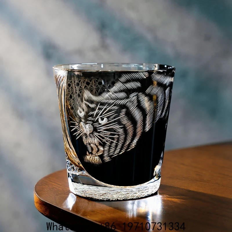 Edo cutter master tiger hand-cut crystal glass whiskey wine glass high-end gift giving