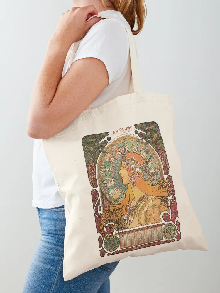 HD. Zodiac (Original version), by Alphonse Mucha (1896) ORIGINAL COLORS Tote Bag canvas tote eco bag folding Custom bag