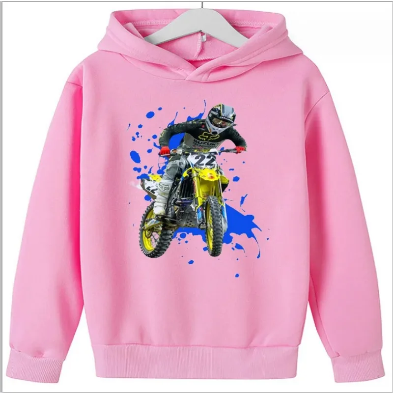 Children with Cap Hoodie New Sports Fitness Race Motorcycle Racing Print Hooded Long Sleeve Sweatshirt Clothes Anime Hoodies Tee