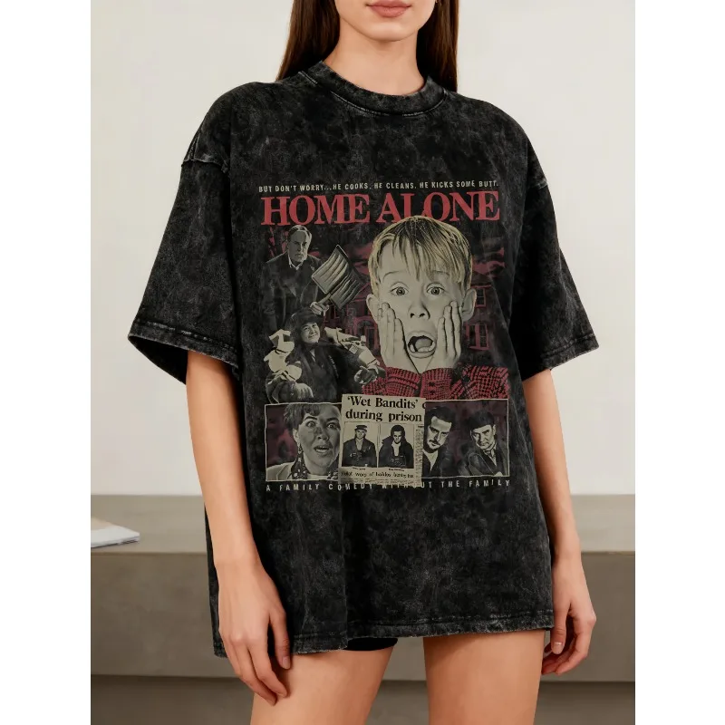 Retro Home Alone Themed Old Fun And Quirky Damen-Kurzarm-T-Shirt