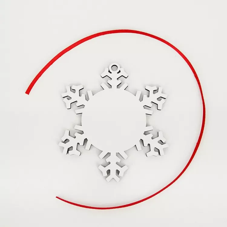 50pcs/Lot Christmas Decoration Supplies MDF Wooden Snowflake Sublimation Blank Christmas Ornaments