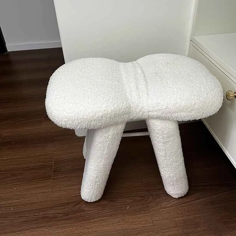 

Lamb Wool Soft Stool, Creative Bow Stool, Porch Shoe Changing Stool, Living Room Footstool, Mobile Leisure Seat, Makeup Stool