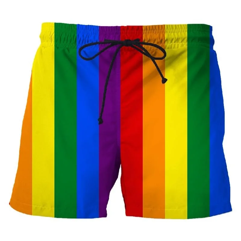 3d Printing LGBT Rainbow Short Pants Street Fashion Breathable Colorful Beach Shorts Vacation Beachwear Swim Trunks Clothing