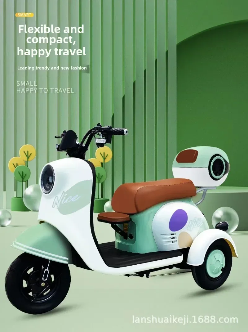 3-wheeled Electric Vehicle 1000W Motor 72V 22AH Women's Three-seater Parent-child Electric Vehicle Adult Leisure Travel Tricycle