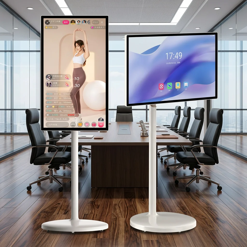 27 32 Inch Projection Screen Portable Touch Screen 360 Degree Rotating Led Wifi Android Smart Tv Television Monitor for Meeting