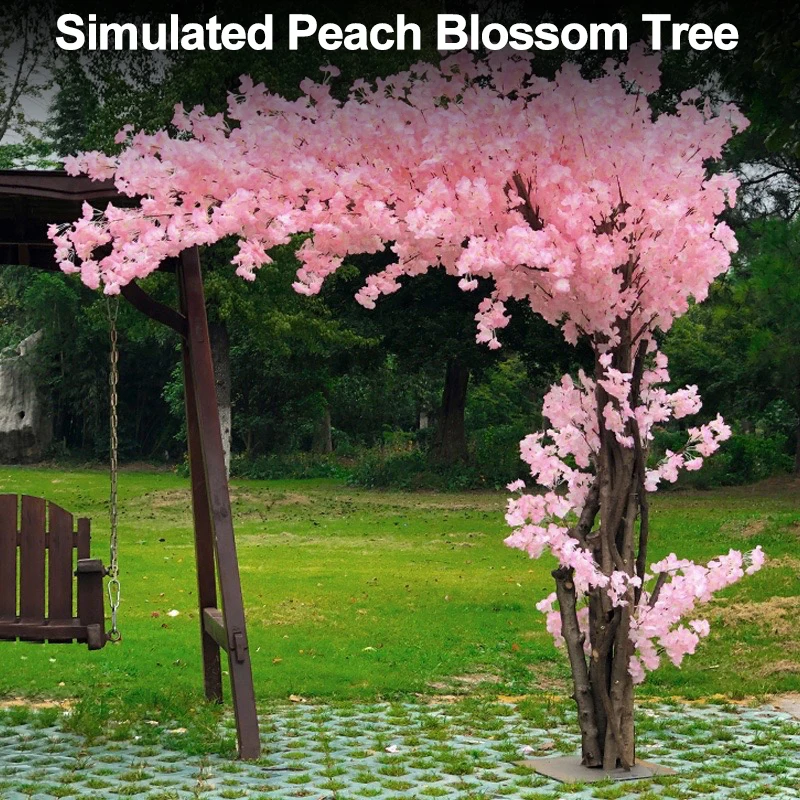 

Artificial Peach Blossom Tree Commercial Layout Wishing Tree Multi-Layer Petals Wedding Peach Blossoms Bonsai Fake Potted Plants