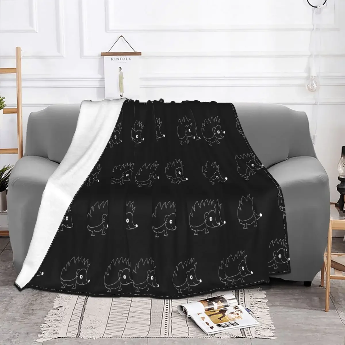 

Baby Blanket Hedgehog Plaid Cartoon Coral Plush Fleece All Season Adults/Kids Animal Throw Warm for Sofa Office Rug Piece