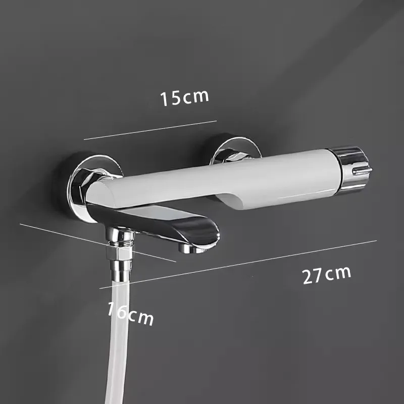 Tuqiu Chrome White Bath and Shower Faucet Set Wall Mounted Brass Bathtub and Shower Mixer White Bathroom Taps Brass