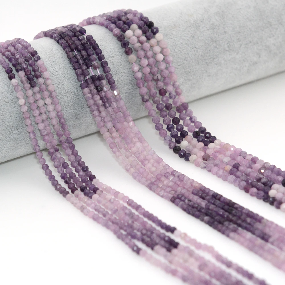 Natural Lilac / Trilithionite Faceted Round / Cube Beads 3mm,4mm,For Jewelry Making DIY Bracelets Necklace ,Gradient Color,39cm