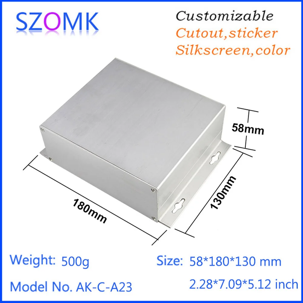 1Pcs 58*180*130mm extrusion aluminum junction box silvery aluminum enclosure for electronics control box instrument enclosure