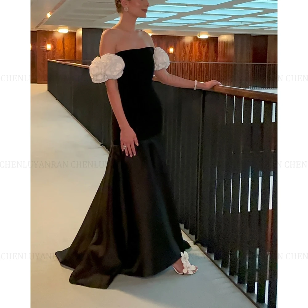 MOLISA 3D Flowers Formal Occasion Dresses 2024 New Black A-Line Strapless Floor-Length Party Prom Evening Gowns فساتين الحفلات